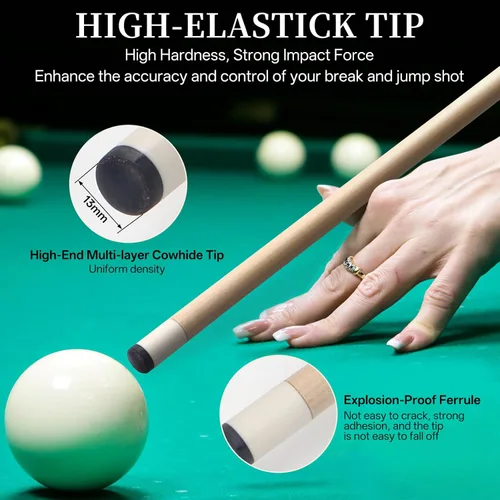 Miniatura 6 de Kmise Pool Stick Set of - 58" Pool Cue Stick, Canadian Maple Professional Billiards Pool Cue, Pool Sticks for Adults, 18~21oz Multiple Colors Set