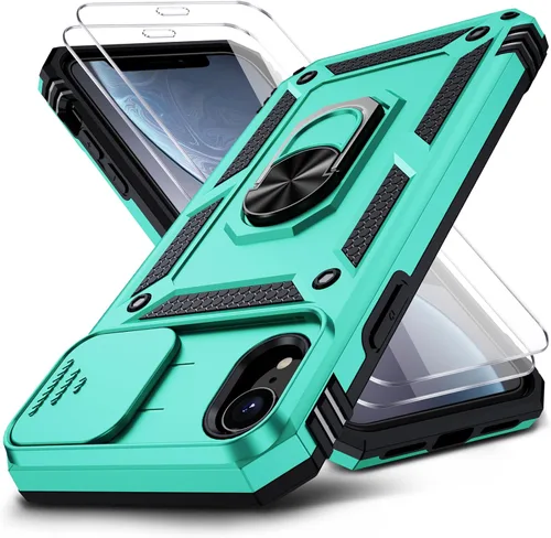 Miniatura 12 de Funda para iPhone XR, Funda para Teléfono iPhone XR con 2X Protectores de Pantalla HD + Cubierta Deslizante para Cámara, [Grado Militar] Funda