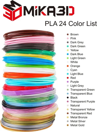 Miniatura 2 de Mika3d - Filamento 3D para pluma 3D de 1.75mm. Filamento PLA. Paquete de 24 colores diferentes. Filamento de diámetro de alta precisión. 10 pies