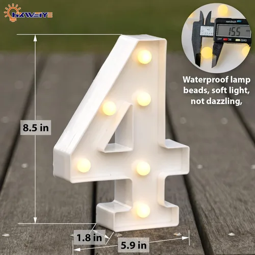 Miniatura 2 de HXWEIYE Números Iluminados de Carpa-4, Letrero de Letras y Números Grandes LED 26 Alfabeto y 10 Números para Decoración de Fiesta, Letras Iluminadas