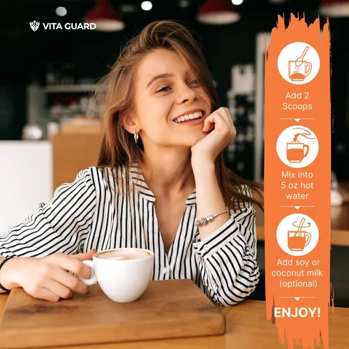 Miniatura 8 de Vita Guard 10 Café de Hongos en Mezcla Instantánea – Melena de León, Cordyceps y Reishi – Café Árabe Premium con Polvo de Coco – Concentración