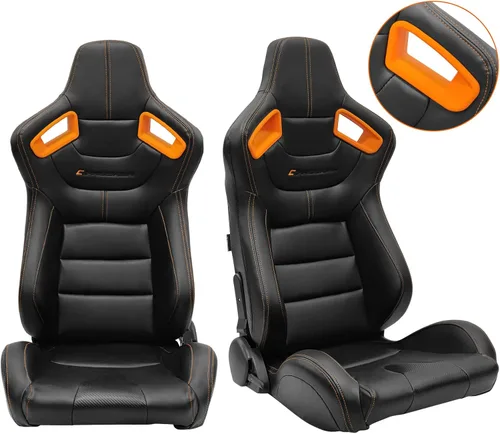 Miniatura 11 de FREEMOTOR802 Asientos universales de carreras, asientos deportivos reclinables con control deslizante de doble bloqueo ajustables, 1 par