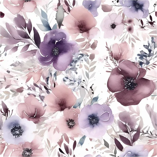 HAOKHOME Papel tapiz floral para despegar y pegar, papel de pared extraíble, papel de vinilo color malva/púrpura/blanco para pegar en la pared,