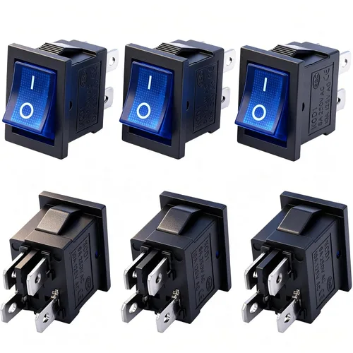 Miniatura 21 de Twidec Interruptor basculante de 3 pines 3 posiciones ON/OFF/ON AC 6A/125V 10A/250V SPDT Coche Barco Negro Interruptor basculante palanca KCD1-5-103