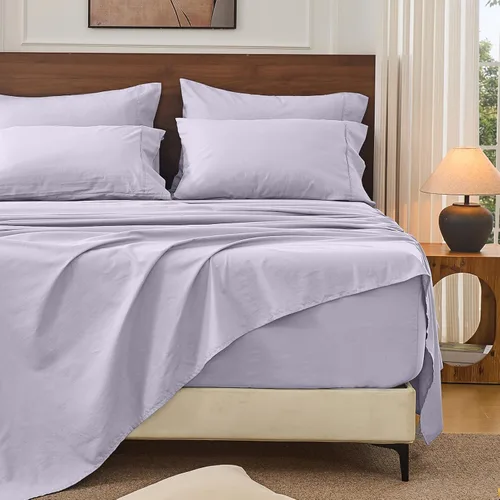 Miniatura 20 de Bedlifes Juego de sábanas de 100 % lino francés tamaño Queen, estampado floral, patrón botánico transpirable, bolsillo profundo de 16 pulgadas, 4