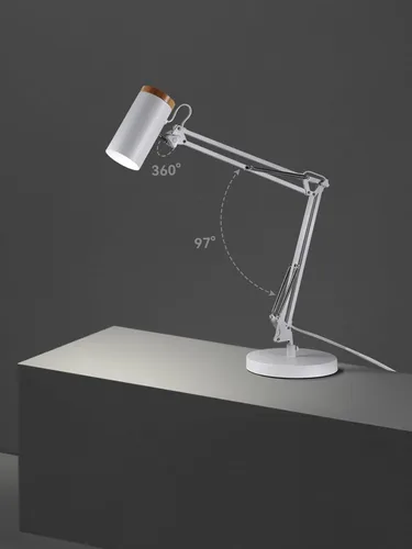 Miniatura 3 de TORCHSTAR Lámpara de escritorio alta con brazo oscilante con acento de madera, tamaño grande ajustable altura máxima de 31 pulgadas, lámpara