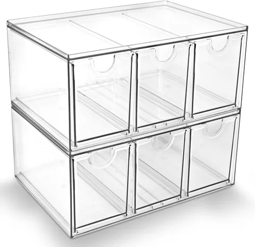 Miniatura 14 de Prsildan - Organizador de cajones acrílico para maquillaje con 3 cajones, almacenamiento transparente apilable para biberones, manualidades, joyas