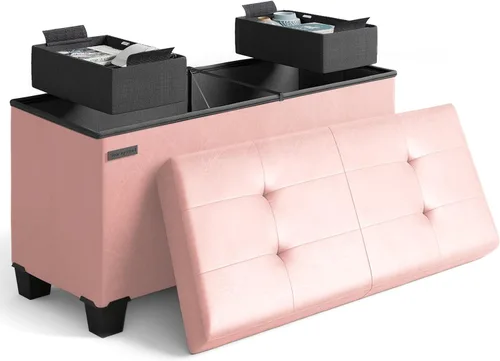 Miniatura 59 de Cubo otomano de almacenamiento con cubo pequeño, otomana cuadrada de 15 pulgadas con almacenamiento para sala de estar y dormitorio, reposapiés