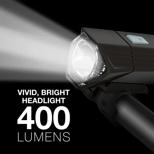 Miniatura 4 de Energizer Luz recargable X400 para bicicleta, IPX4 resistente al agua, diseño compacto y ligero, luz de clip frontal y luz LED trasera