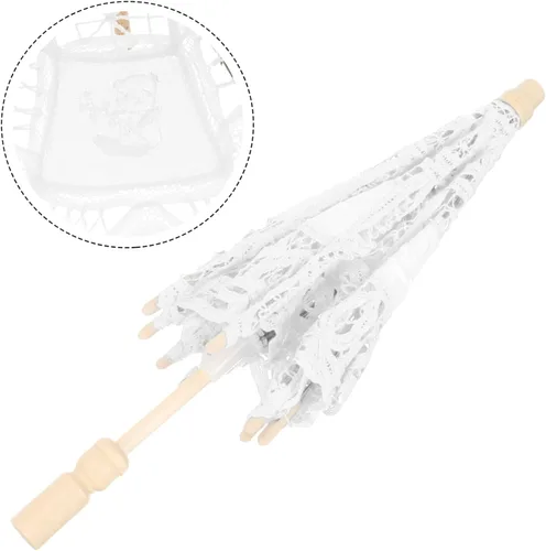 Miniatura 8 de Veemoon 2 parasoles de novia, sombrillas para fotografía, bordado de novia, para niños, flores, damas, disfraz, tela de encaje, decorativo, floral