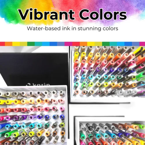 Miniatura 3 de Karin Brushmarker Pro - Juego de 75 marcadores de punta de pincel Mega Box Plus, mezclables, a base de agua, marcadores de pincel de grado