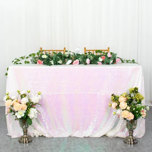 Miniatura 37 de ShiDianYi Mantel de lentejuelas color azul bebé, de 50 x 72 pulgadas, mantel rectangular de lentejuelas para decoración de boda - 200111E