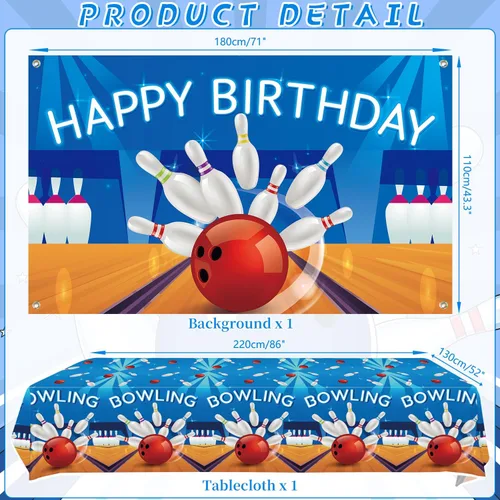Miniatura 3 de KEFAN Decoraciones de fiesta de cumpleaños de bolos, suministros de vajilla para fiesta temática de bolos, incluyendo telón de fondo, platos, vasos