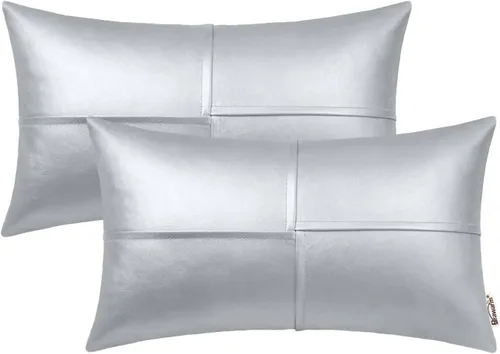 Miniatura 33 de BRAWARM Fundas de almohada de tiro de cuero sintético de 18 x 18 pulgadas, fundas de almohada de cuero marrón foca paquete de 2, almohadas Sello