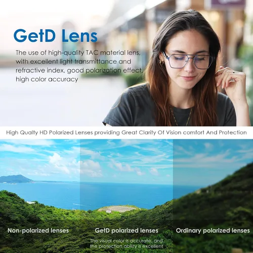Miniatura 6 de GetD Lentes de sol Bluetooth para hombres/mujeres, traductor AI, duración de la batería de 11 horas, lente polarizada, protección UV, control
