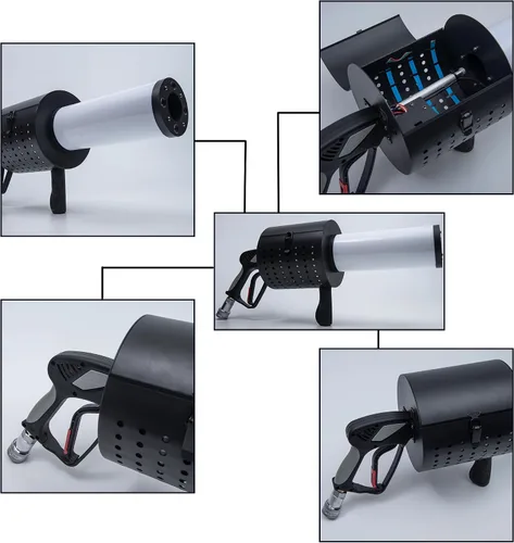Miniatura 5 de Máquina de chorro de confeti CO2 portátil LED cañón blaster de CO2 máquina de humo con luces RGB columna de gas de dióxido de carbono pistola
