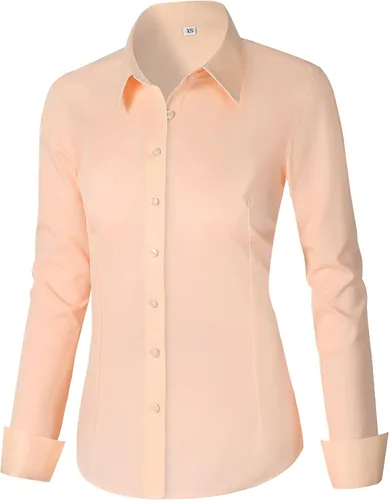Miniatura 22 de CUNLIN - Camisas de manga larga con botones de algodón para mujer, ajustadas, camisas formales de vestir para el trabajo, blusas de trabajo, tops