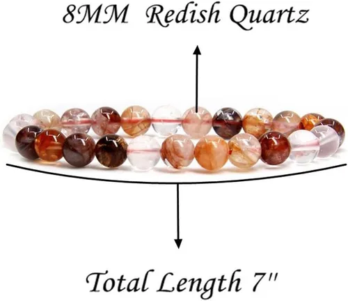 Miniatura 124 de Amandastone Pulsera elástica de cuentas redondas de 0.315 in con piedras preciosas naturales de 7 pulgadas