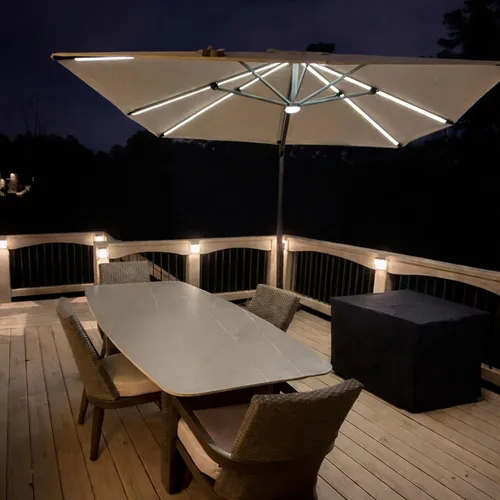 Miniatura 34 de PURPLE LEAF Sombrilla de Patio de 8 Pies para Exteriores Sombrilla Cantilever Cuadrada de Aluminio Sombrilla Offset con Rotación de 360 Grados