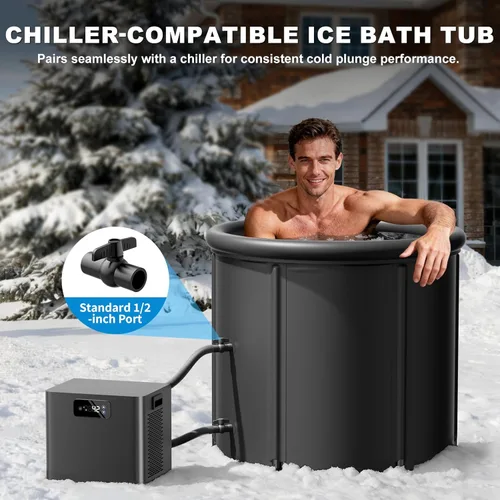 Miniatura 5 de 100 Gal Ice Pod Cold Plunge Tub, Portable Round Ice Bath Tub for Cold Plunge Chiller, Easy Setup, Includes Cover & Carry Bag, for Recovery & Cold