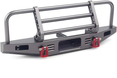 INJORA Parachoques Delantero Ajustable con Luz LED para Axial TRX4 SCX10 SCX10 II 90046 90047 Pieza de Actualización de Coche RC (Gris)