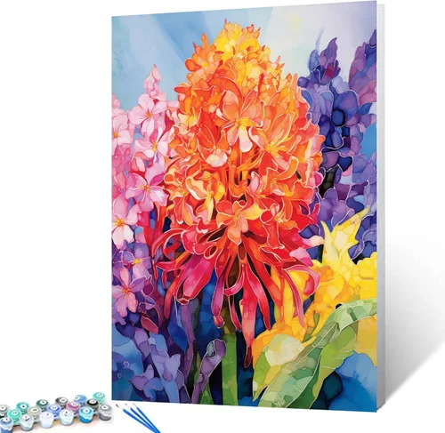 Miniatura 12 de Pintura al óleo DIY pintar por números para adultos principiante flores amarillas pintura por números antiestrés pintura digital al óleo, pintura
