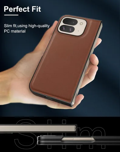 Miniatura 4 de Funda delgada de cuero para Pixel 9 Pro Fold (2024), sin protector de pantalla, soporte de carga inalámbrica, ultradelgada a prueba de golpes, funda