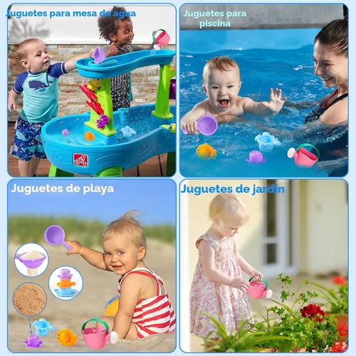Miniatura 6 de Fajiabao Juguetes de baño para bebés de 1 a 3 años, juguetes de baño para niños pequeños, sin moho, para bañera de 2 a 4 años, arena, playa