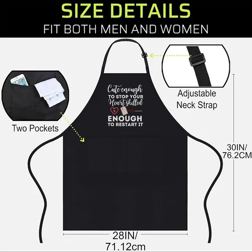 Miniatura 3 de Delantal negro de enfermera, lindo día de San Valentín, CNA CRNA LPN LVN LAD CPN camiseta de enfermería delantales de cocina negros, Negro