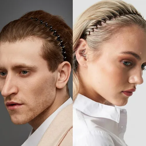 Miniatura 2 de BOYIVI 12 diademas de metal para hombres y mujeres, unisex, ajustables, negras, onduladas, antideslizantes, para primavera y verano, para el hogar