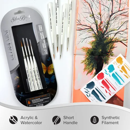 Miniatura 3 de Silver Brush UMS-2455S Ultra Mini Ultimate - Juego de cepillos redondos de mango corto, 4 por paquete Conjunto redondo de diseñador