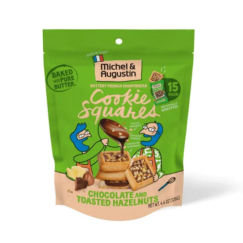 Miniatura 16 de Michel et Augustin Paquete variado de bolsas para galletas, 2 sabores: chocolate con leche y caramelo + chocolate con leche y avellana, 15 galletas