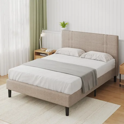 Miniatura 13 de Novilla Bed Frames with Piano Keys Headboard and Footboard, Metal Platform Bed Frame