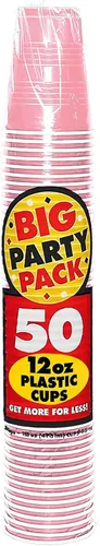 Miniatura 5 de Amscan Big Party Pack - Vasos de plástico duraderos, 50 unidades (paquete de 1), color rosa