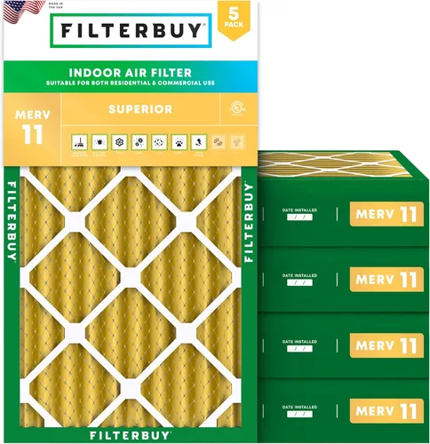 Miniatura 14 de Filterbuy Filtro de aire MERV 11 de 14 x 24 x 1 superior, defensa de mascotas y alergias (paquete de 5), filtros electrostáticos plisados para horno