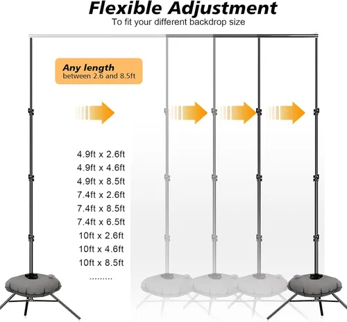 Miniatura 2 de Soporte de telón de fondo, estudio de video fotográfico de 8.5 x 10 pies, soporte ajustable portátil resistente para sesión de fotos, fiestas