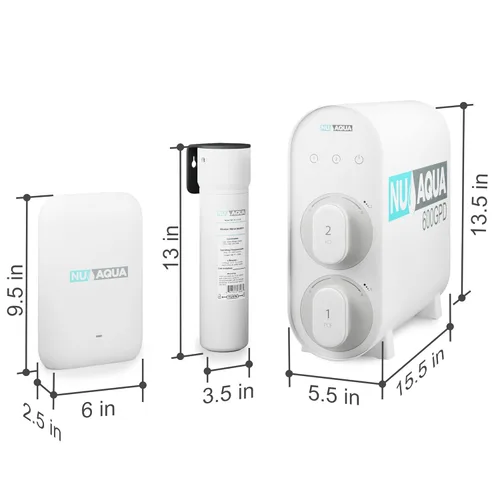 Miniatura 9 de NU Aqua Sistema de ósmosis inversa sin tanque - Sistema de filtro de agua de ósmosis inversa de 5 etapas UV y alcalino debajo del fregadero - 2:1
