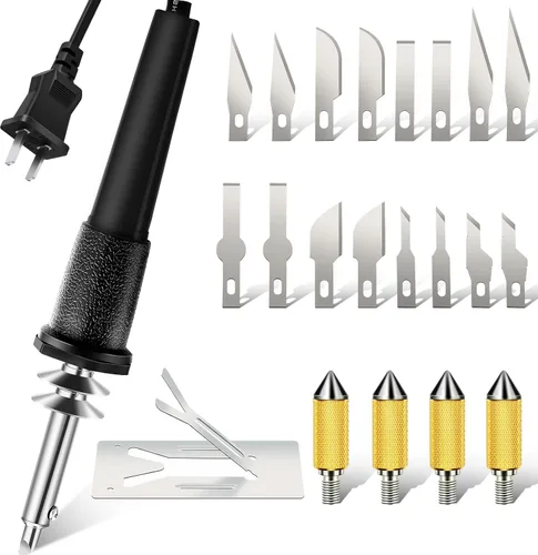 Miniatura 4 de Kit de herramienta de cuchillo caliente eléctrico Honoson de 22 piezas incluye cuchillo calefactado, cortador de plástico con 16 cuchillas