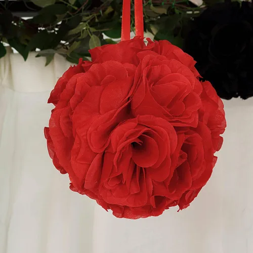Miniatura 12 de Efavormart - Paquete de 2 bolas de flores artificiales de seda de 7 pulgadas, bola de besos con cinta colgante para pasillo de boda y centros