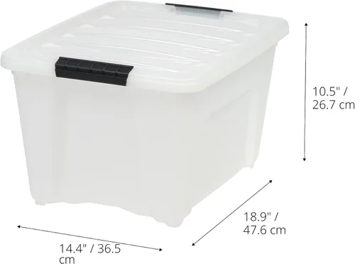 Miniatura 2 de IRIS Contenedores de almacenamiento de plástico apilables de 32 cuartos de galón con tapas, paquete de 6 unidades, sin BPA, fabricados en Estados