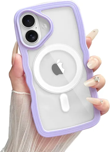 Miniatura 49 de Yeddabox Magsafe - Funda compatible con iPhone 13, diseño de ondas, lindo marco de colores de caramelo con ondas de agua, a prueba de golpes