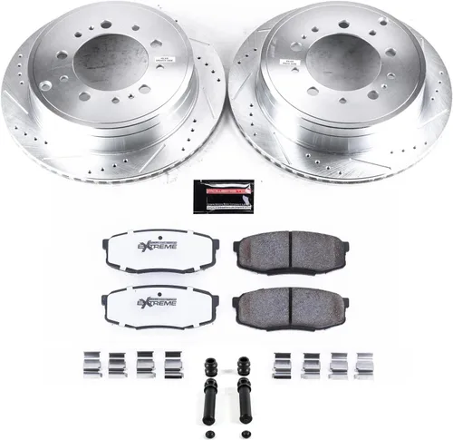 Miniatura 2 de Power Stop Kit de freno trasero para Lexus LX570 2008 2009 2010 2011 - Pastillas de freno de cerámica de fibra de carbono para camiones y remolques
