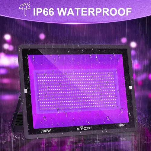 Miniatura 2 de XYCN Paquete de 2 Luces Negras LED de 700W, Luz Negra de Inundación de 395nm a 410nm con Enchufe, Resistente al Agua IP66 para Exteriores