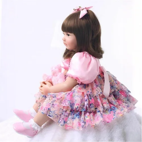 Miniatura 6 de iCradle Muñecas Reborn de 24 pulgadas y 23.6 in de vinilo de silicona suave hechas a mano similar a la moda realista muñeca recién nacida juguete