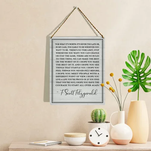 Miniatura 2 de Placa de letrero de madera con cita F Scott Fitzgerald, citas de F Scott Fitzgerald, cita inspiradora de F Scott Fitzgerald, impresiones de madera