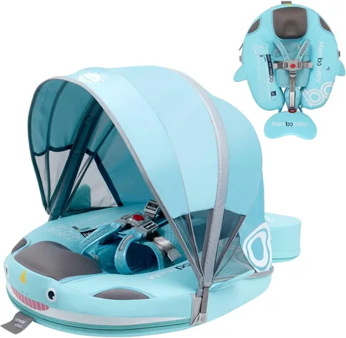 Miniatura 16 de Flotador de piscina para bebé con toldo ajustable 3D UPF50+, añade cola, flotador no inflable para piscina, flotadores de narval de dibujos animados