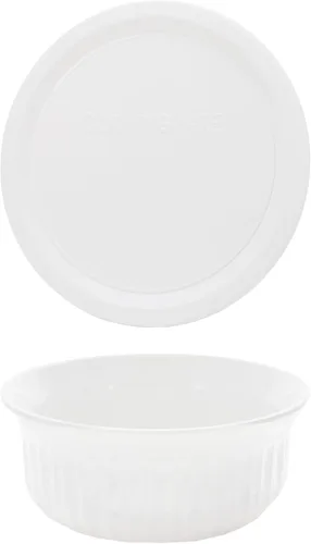 Miniatura 3 de CorningWare, cazuelas redondas estilo francés de 16 onzas con cubierta plástica, Blanco