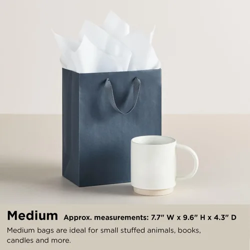 Miniatura 6 de Hallmark Bolsa de regalo mediana de 9" con papel de seda (flores y mariposas; turquesa y amarillo) para cumpleaños, Día de la Madre, despedidas