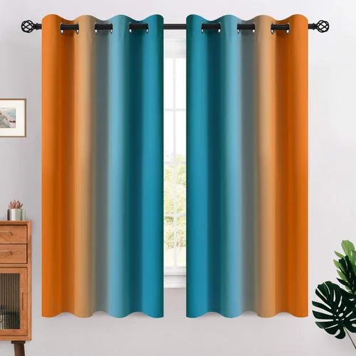 Miniatura 82 de COSVIYA Cortinas 100% Opacas Azul Degradado con Lazos Ajustables para Cocina Aislamiento Térmico Oscurecimiento de Habitación Cenefa con Bolsillo