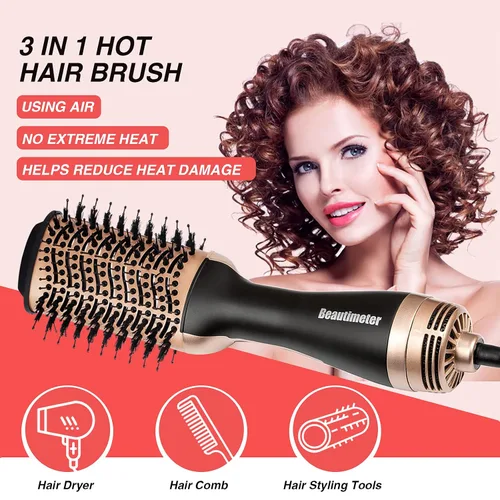 Miniatura 2 de Beautimeter Cepillo secador de pelo, cepillo de aire caliente, secador de pelo de un solo paso y voluminizador, 4 en 1, moldeador de cabello iónico